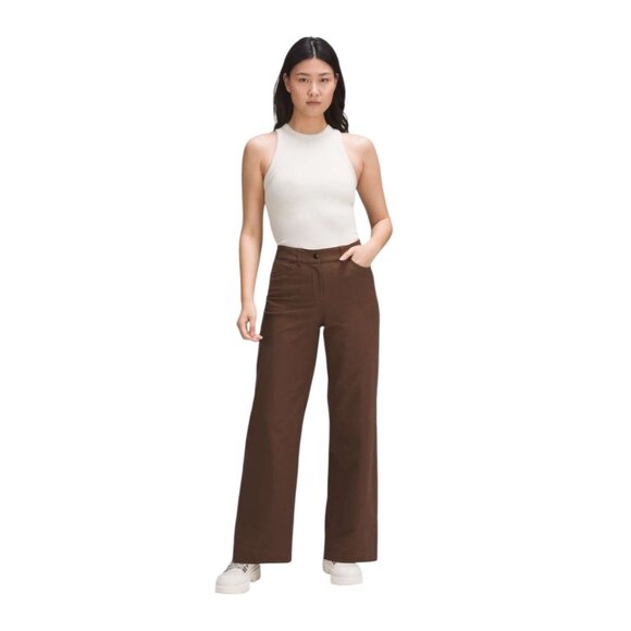 Lululemon City Sleek 5 Pocket High-Rise Wide-Leg Pant Full Length Brown Size 31 - Picture 1 of 16